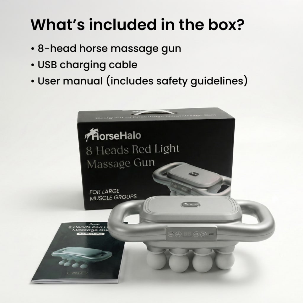 HorseHalo™ 8 Heads Red Light Massage Gun